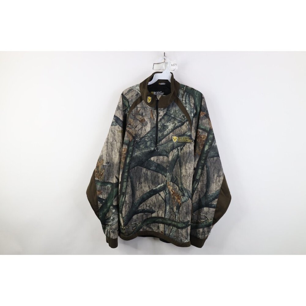 Vintage Scentblocker Mens 2XL XXL Mossy Oak Camouflage Half Zip Pullover Jacket